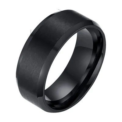Anello a Fascia Nero Spazzolato, Acciaio Inossidabile