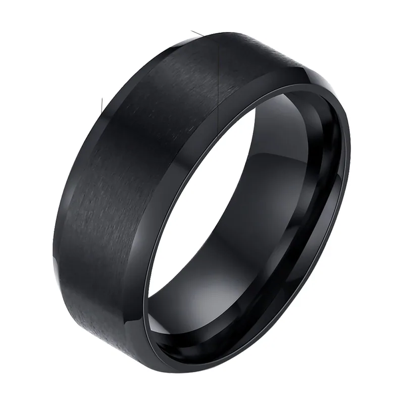 Brushed Black Band Ring, Stainless Steel