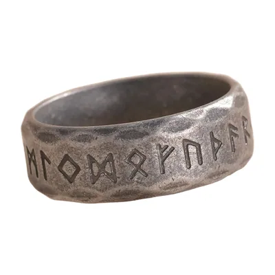 Anello a Fascia con Rune Vichinghe, Acciaio Inossidabile