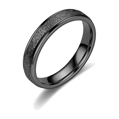 Anello a fascia con dettaglio opaco, Acciaio Inossidabile