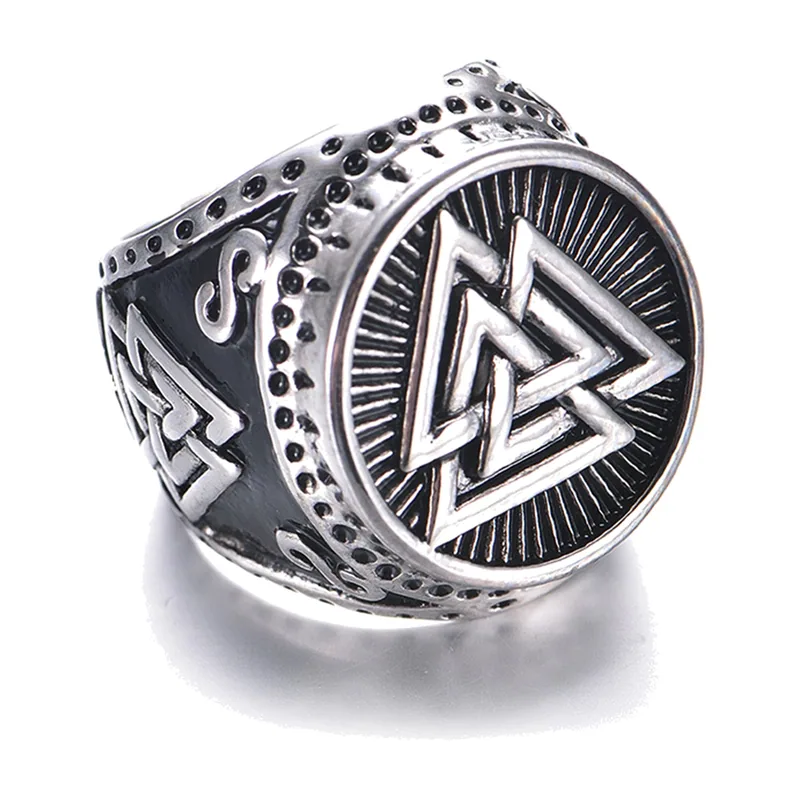 Herren Siegelring mit Valknut-Symbol, Nordischer Knoten, Edelstahl