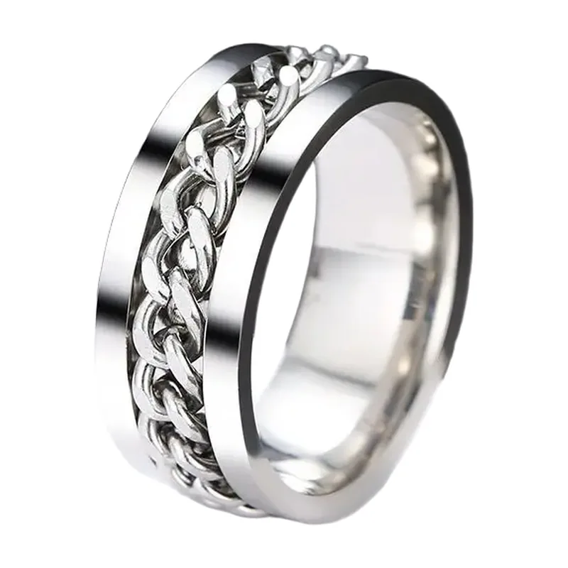 Anillo Spinner de Eslabones de Cadena, Acero Inoxidable