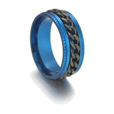Rotierender Ketten-Spinnerring für Herren, Edelstahl 316L