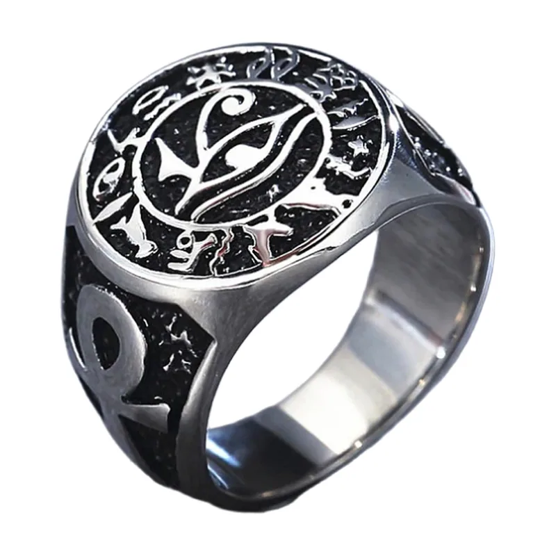 Herren Siegelring mit Horusauge-Motiv, Edelstahl