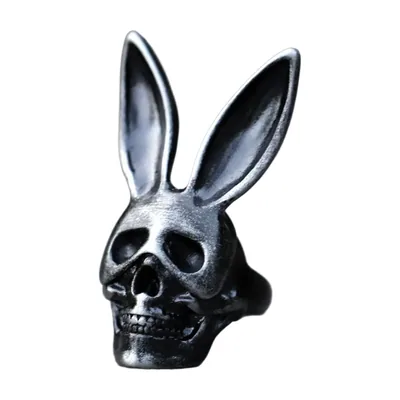 Hasenschädel Statement-Ring, Gothik-Stil aus Edelstahl