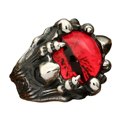Anillo de Garra de Dragón con Ojo Rojo, Acero Inoxidable