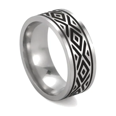 Bague Runes Vikings pour Homme, Acier Inoxydable 316L