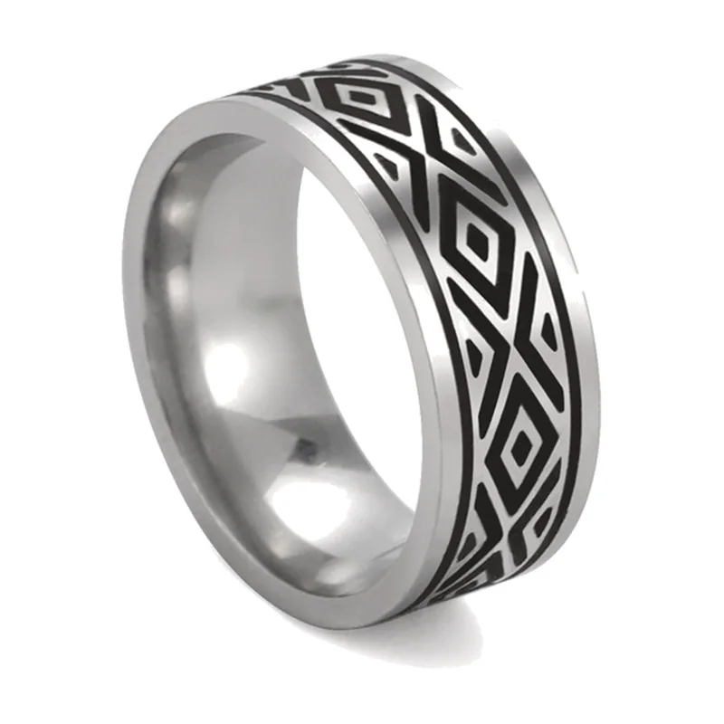 Wikinger Runenring für Herren, Edelstahl 316L