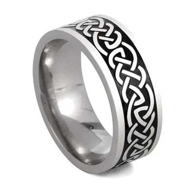 Anillo de Runas Vikingas con Nudo Celta, Acero Inoxidable