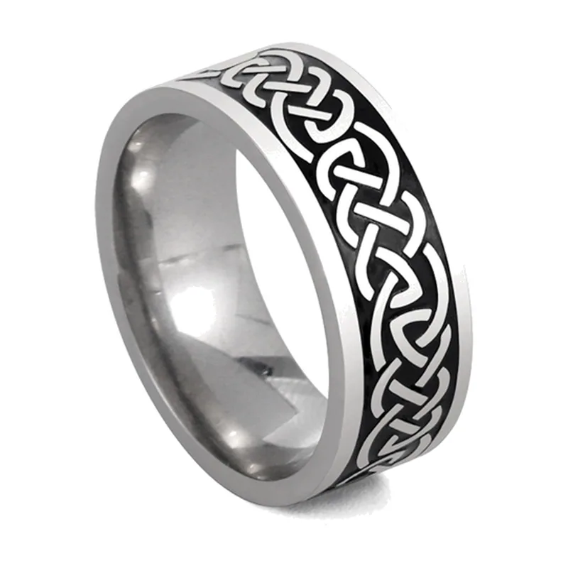 Anillo de Runas Vikingas con Nudo Celta, Acero Inoxidable