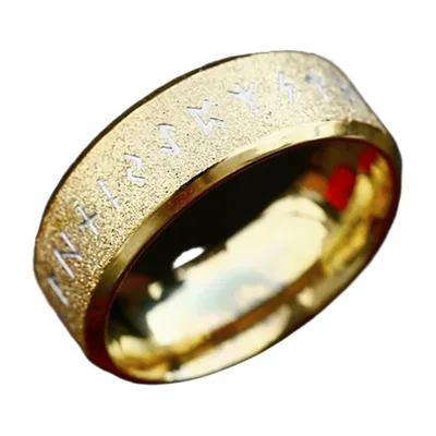 Anillo de Runas Vikingas Grabadas, Acero Inoxidable