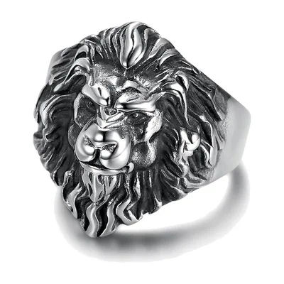 Anillo de Cabeza de León, Acero Inoxidable 316L