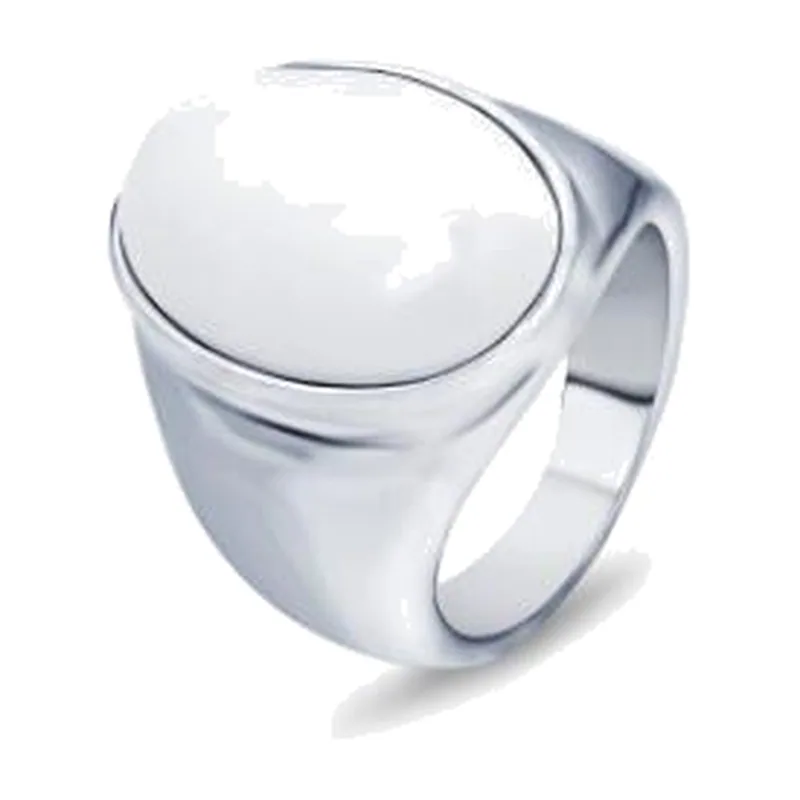 Chevalière avec Opale Blanche, Acier Inoxydable