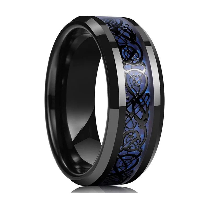 Bague Dragon Celtique avec Incrustation Violette, Acier Inoxydable