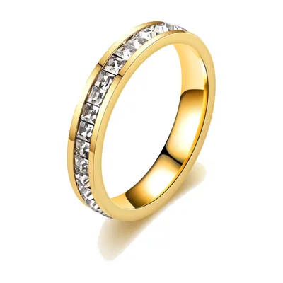 Anillo Eternity con Circonitas Transparentes, Acero Inoxidable