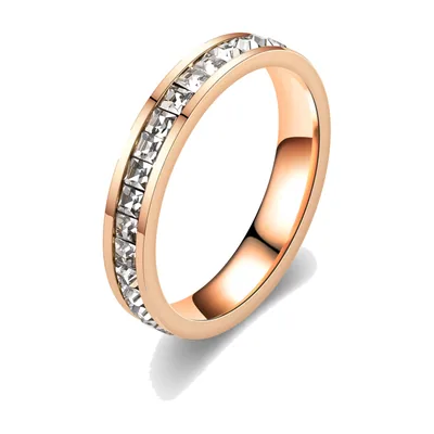 Anillo Eternity con Circonitas Transparentes, Acero Inoxidable