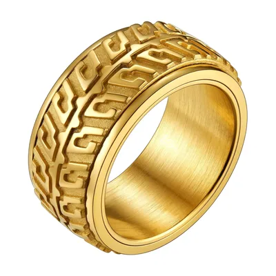 Greek Key Spinner-Ring aus 316L Edelstahl