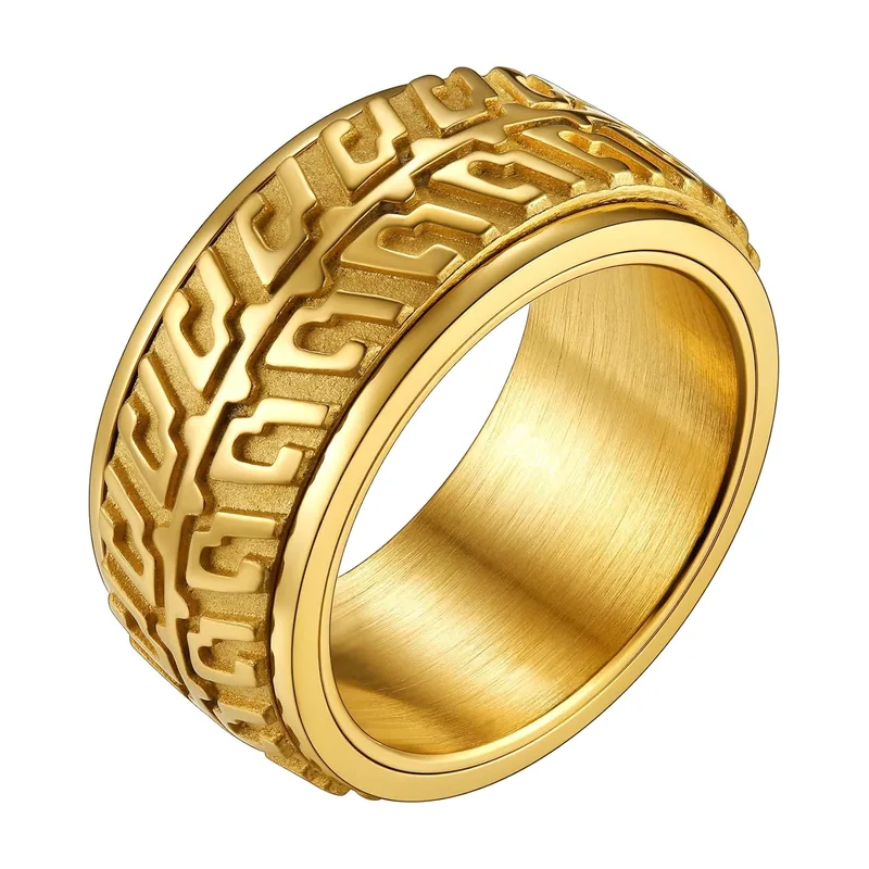 Greek Key Spinner-Ring aus 316L Edelstahl