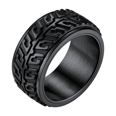 Spinner-Ring mit Mäander-Muster, Edelstahl 316L