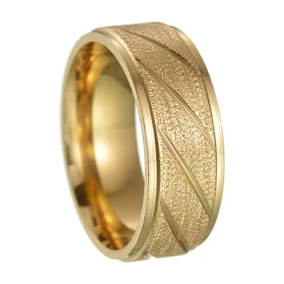 Bague pour homme à texture diagonale givrée, 8mm acier inoxydable