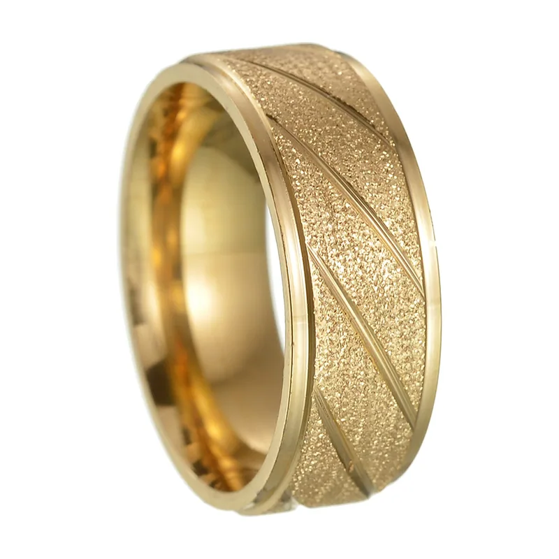 Herren Ring mit frostiger Diagonalstruktur, 8mm Edelstahl