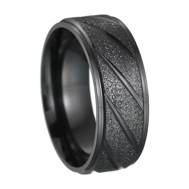 8mm Herrenring mit mattierter Textur, Edelstahl