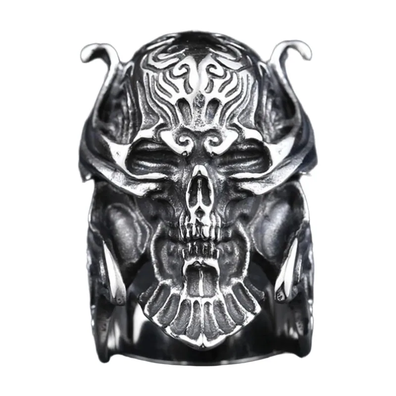Samurai Mask Bushido Statement Ring, Stainless Steel