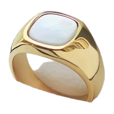 Anillo Sello Cuadrado con Piedra de Ónix, Acero Inoxidable