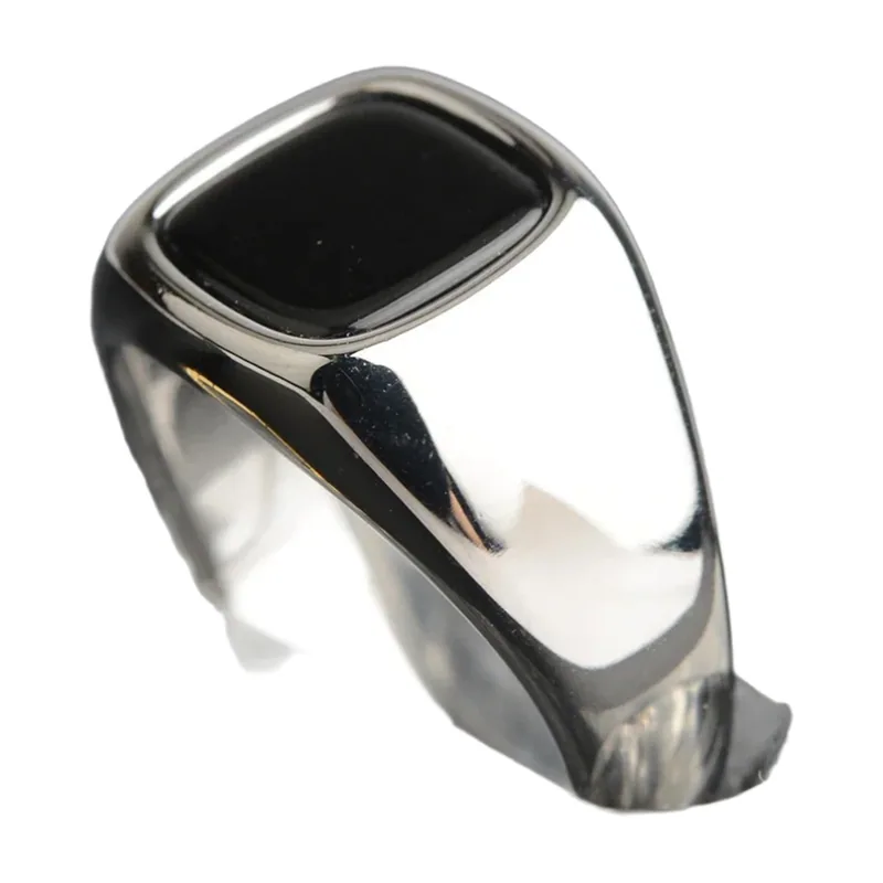 Square Signet Ring with Onyx Stone, Stainless Steel