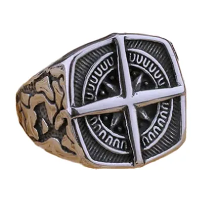 Vegvisir Kompass Siegelring für Herren, Edelstahl 316L
