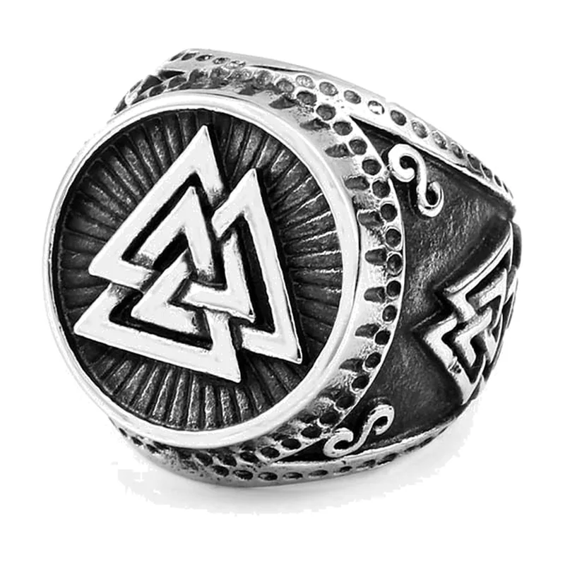 Herren Siegelring mit Valknut-Symbol, Edelstahl