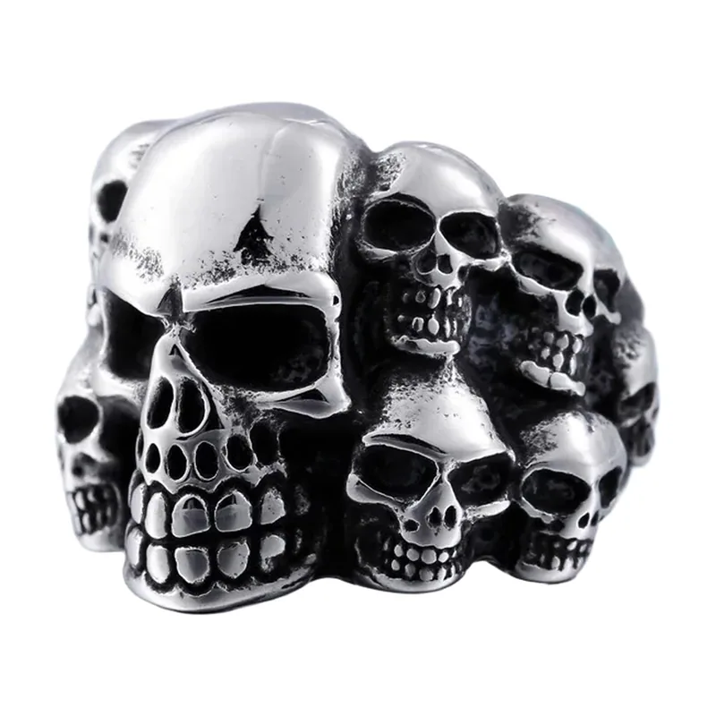 Gotischer Totenkopf-Statementring aus 316L Edelstahl