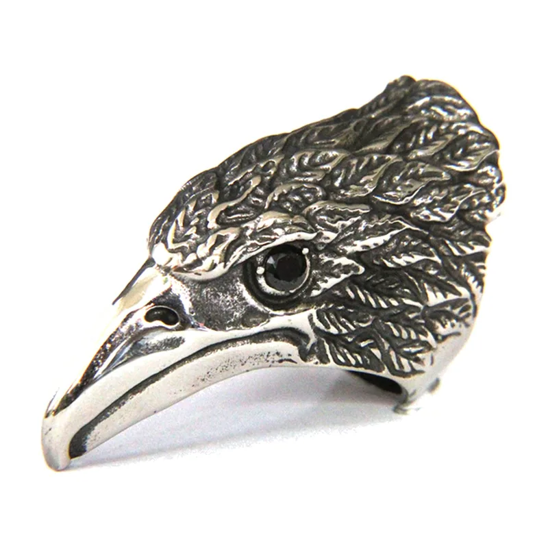 Eagle Head Statement Ring with Red Stones, Stainless Steel