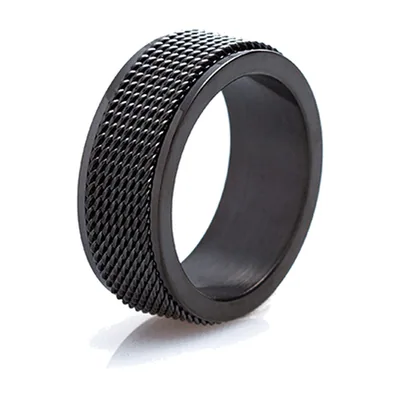 Woven Texture Spinner Ring, 316L Stainless Steel
