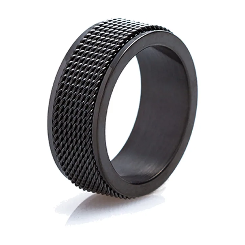Bague Spinner à Texture Tressée, Acier Inoxydable 316L