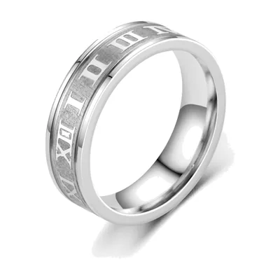 Bague Chiffres Romains, 6mm Acier Inoxydable