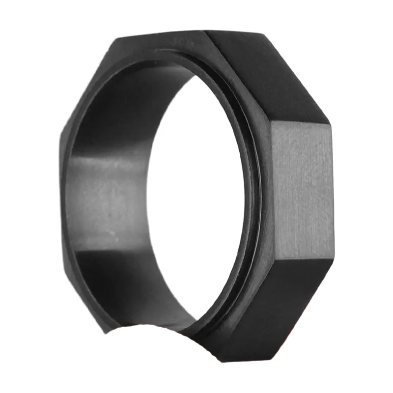 Bague Style Écrou Industriel, Acier Inoxydable Noir