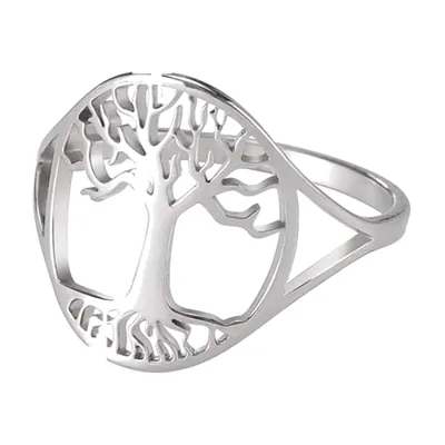 Anillo del Árbol de la Vida con Diseño Calado, Acero Inoxidable