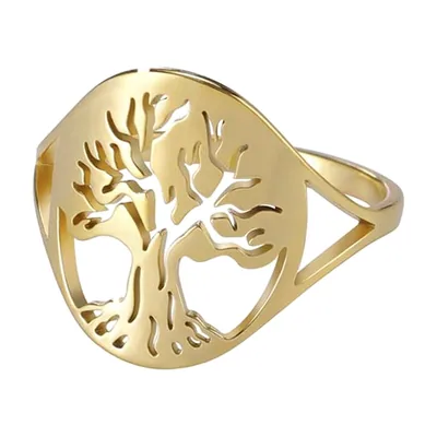 Anillo Statement Árbol de la Vida, Acero Inoxidable