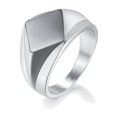 Anillo Sello Cuadrado para Hombre, Acero Inoxidable