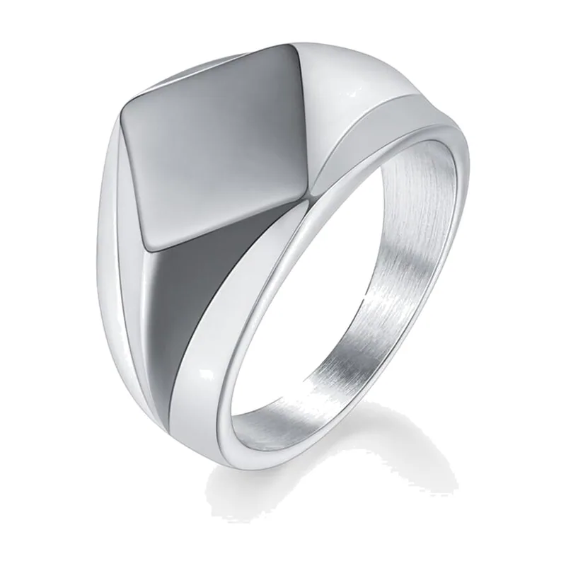 Square Signet Ring, 316L Stainless Steel