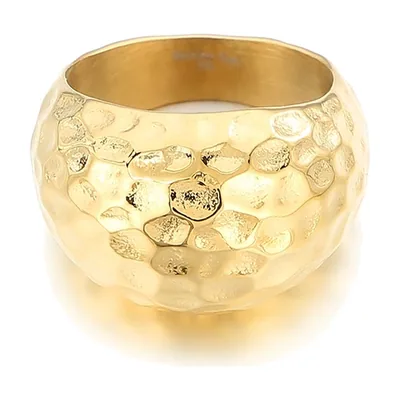 Anillo Sello Ovalado Martillado, Acero Inoxidable