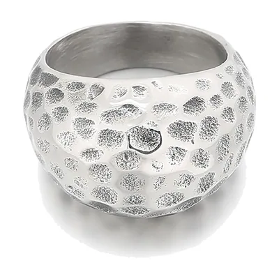 Anello Siginetto Ovale Martellato, Acciaio Inossidabile