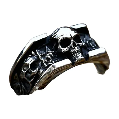 Anillo de Calavera Gótico, Acero Inoxidable 316L