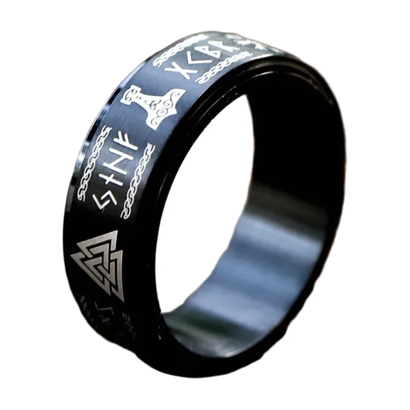 Anello Vichingo Vegvisir e Valknut, Acciaio Inossidabile