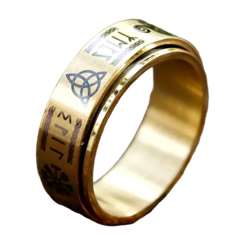 Anello Vichingo Vegvisir e Valknut con Rune, Acciaio Inossidabile 316L
