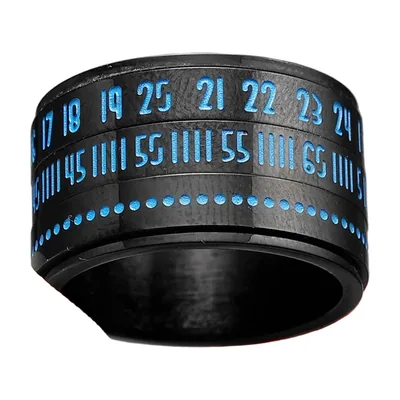 Anillo Fidget Spinner con números de fecha azules, Acero Inoxidable