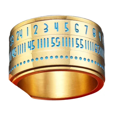 Anillo Spinner Giratorio con Números de Fecha, Acero Inoxidable