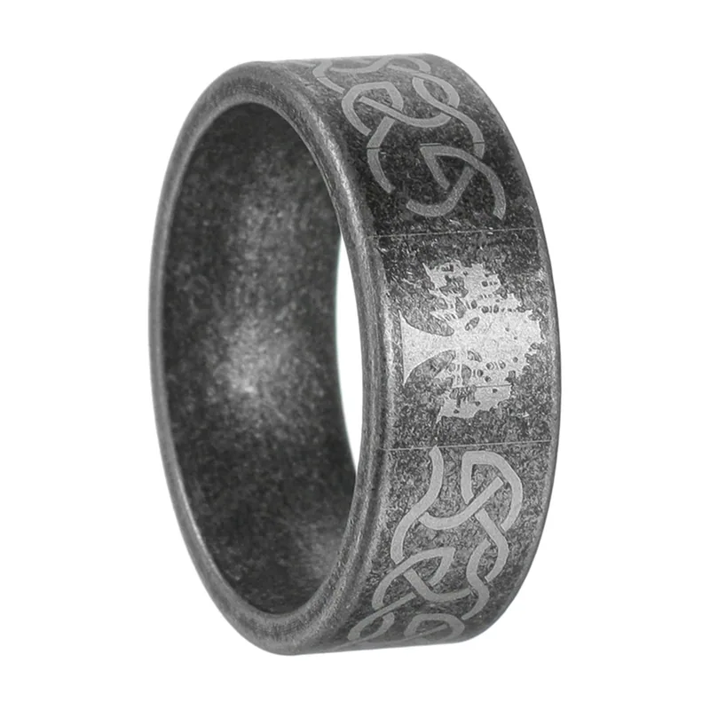 Wikinger Yggdrasil Lebensbaum Ring mit Nordischen Runen, Edelstahl