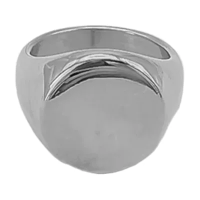Oval Signet Ring, Polished Stainless Steel